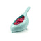 robin egg blue ceramic bird berry colander with raspberries inside