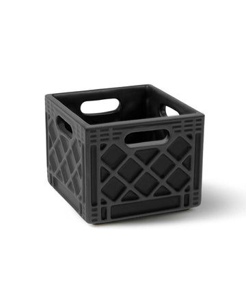 ceramic dark grey milk crate planter 