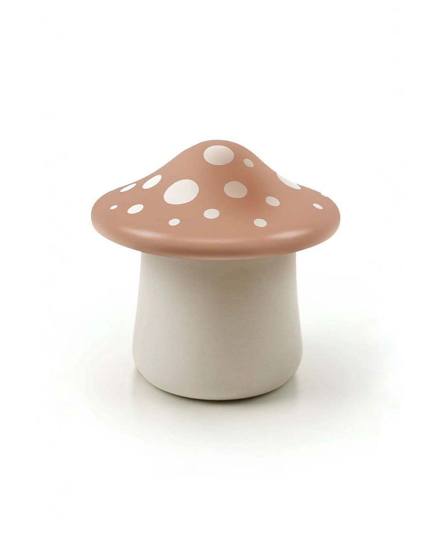 tan mushroom shaped utter storage container