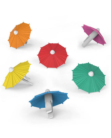 set of 6 colorful silicone drink umbrellas