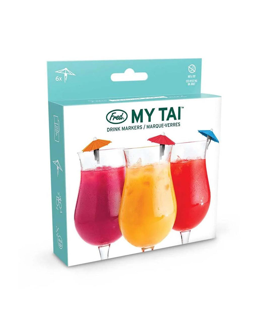 packaged set of 6 colorful silicone drink umbrellas