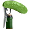 pickle shaped corkscrew on bottle of wine