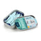 set of 4 blue sardine erasers in a tin