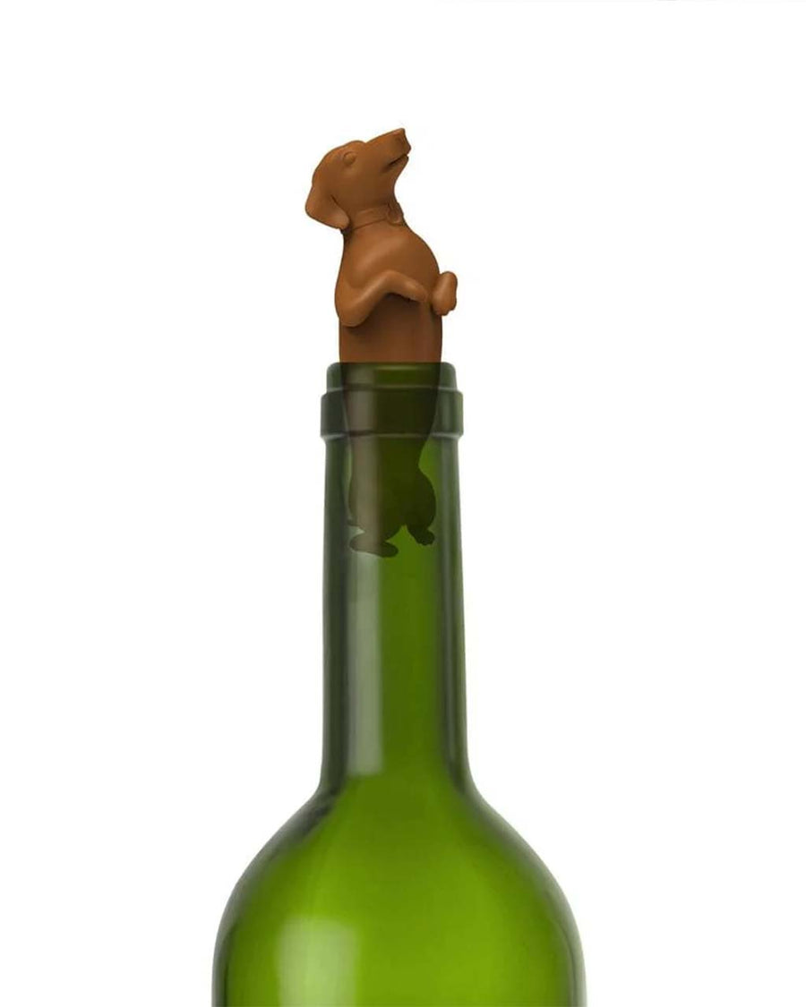 brown dog wine bottle stopper