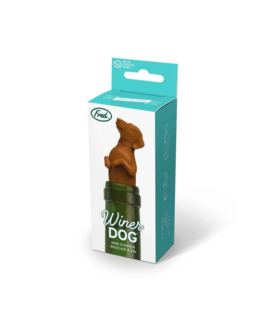 packaged brown dog wine bottle stopper