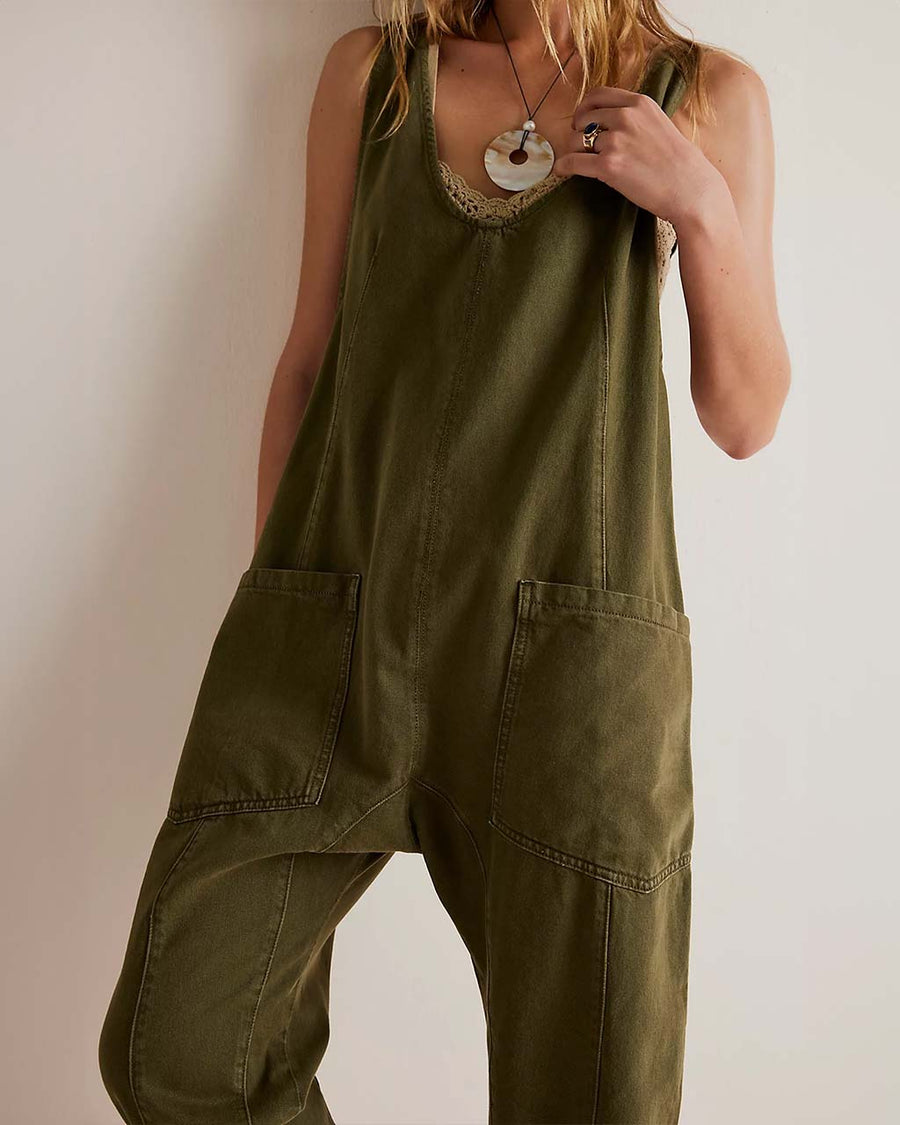 We The Free High Roller Jumpsuit - Moss Stone