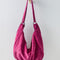 suede fuchsia slouchy tote bag