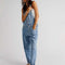 model wearing light acid watch slouchy overalls