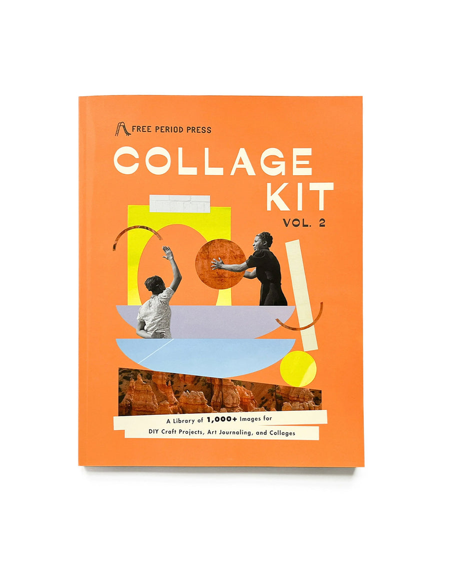 orange cover of collage kit vol. 2 book: a library of 1000 images for DIY craft projects, art journaling, and collages