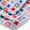 up close of set of 3 dish cloths with colorful patchwork print