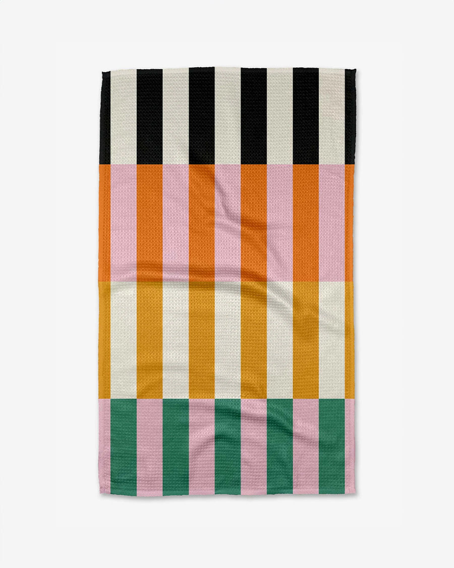 colorful stacked stripes tea towel