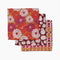 set of three dishcloths: colorful zinnia print, brown pumpkins and autumn colored floral print