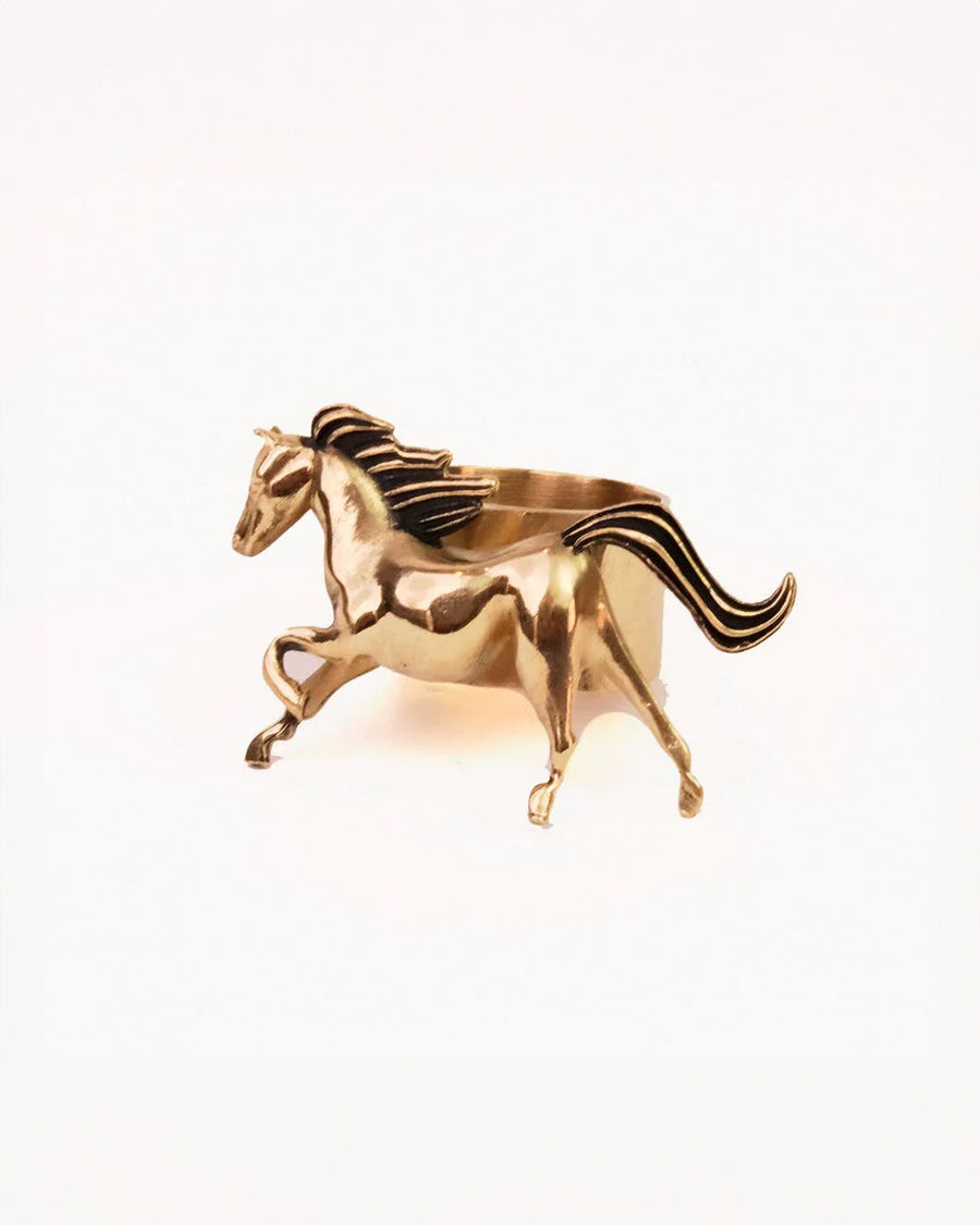 brass horse shaped bandana slide ring