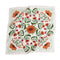 white square bandana with rust colored flowers and green leaf print