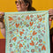 model holding square bandana with various burger and fry print