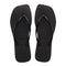 black square toe flip flop sandals