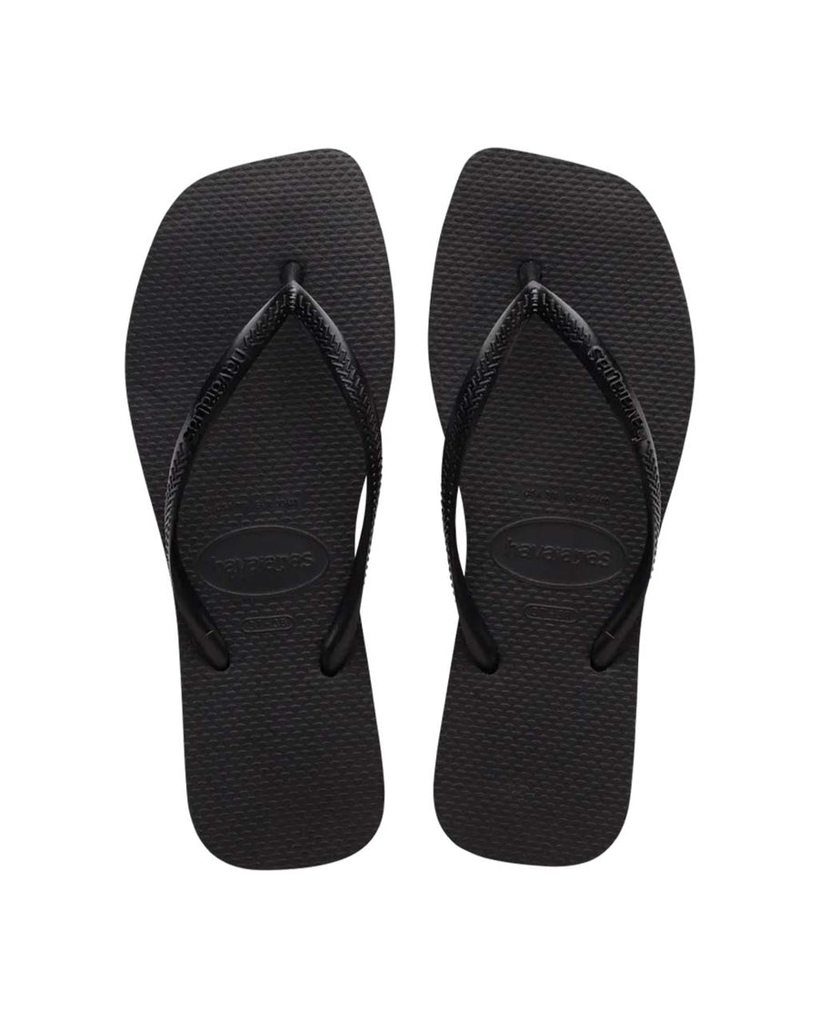 black square toe flip flop sandals