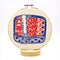 red and blue tin sardine embroidery kit