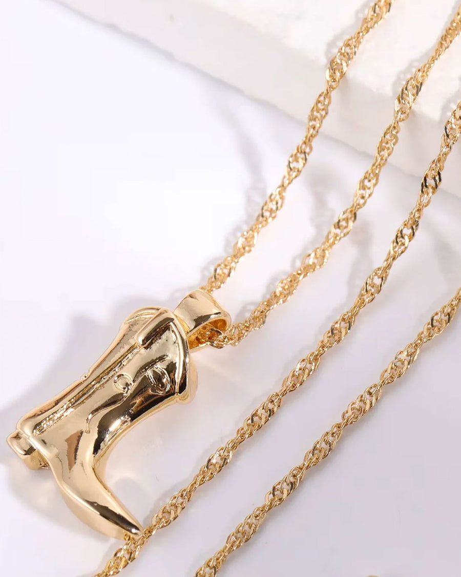 gold cowboy boot necklace