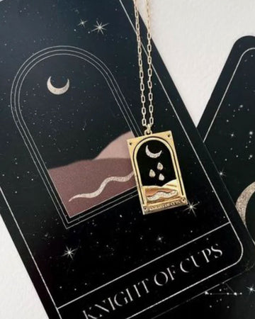 knight of cups tarot card gold necklace