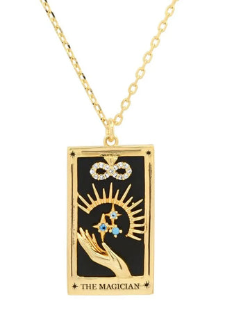 the magician gold tarot card necklace