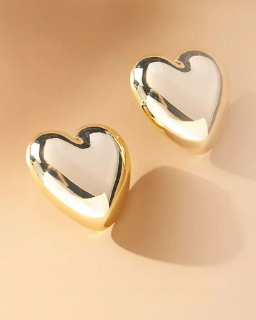 large gold puffy hearts stud earrings