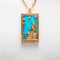 blue queen of cups tarot card gold necklace