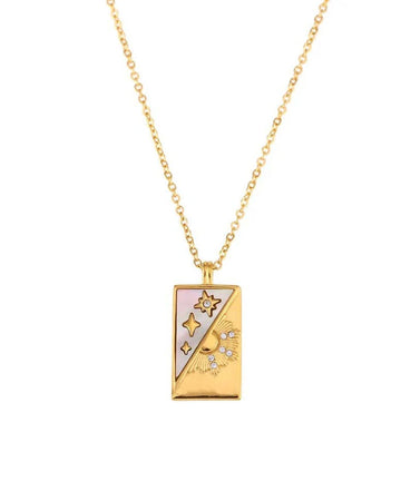 gold shadow and light tarot card necklace