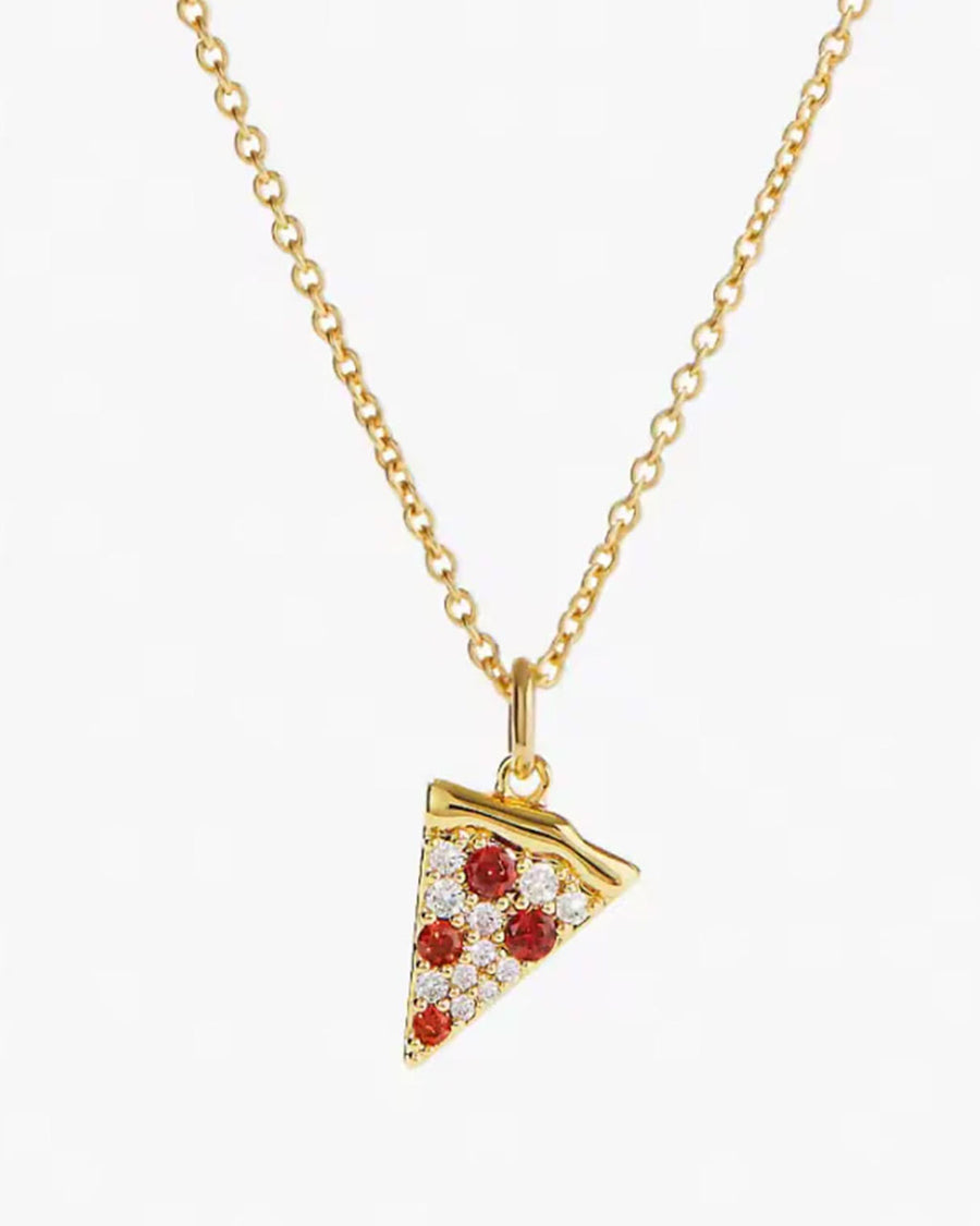 gold pizza slice shaped necklace