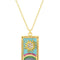 gold sun tarot card necklace with colorful crystals 