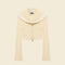 cream double collar zip cardigan