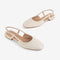 cream slingback shoe with scrunched front and strappy back