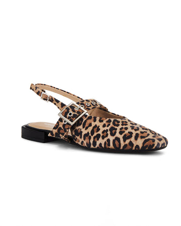 leopard print slingback slings with buckle detail