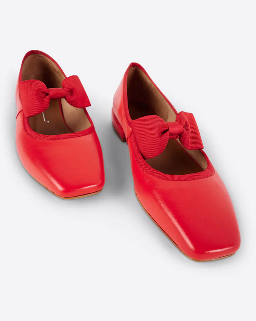 cherry red mary jane shoes with bow strap