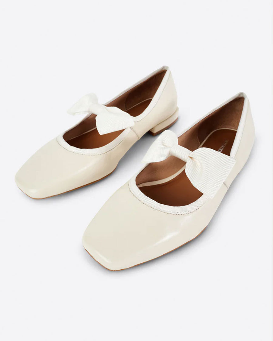 creme mary jane shoes with bow strap