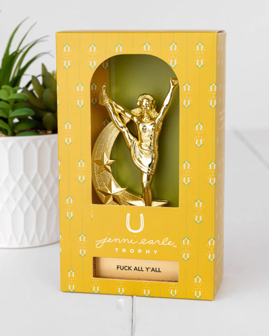 packaged 'f*ck all y'all' gold trophy