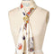 tied cream square silk bandana with autumn tones cactus and desert print on a mannequin