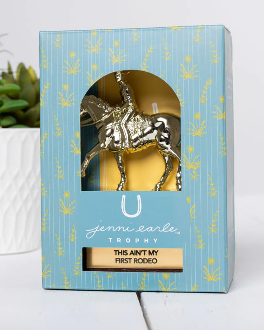 packaged 'this ain't my first rodeo' gold trophy 