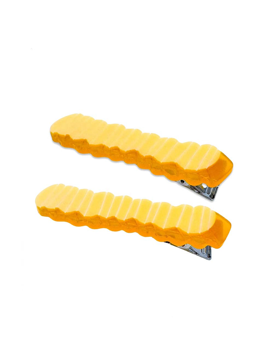 yellow crinkle french fry hair clip