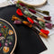 Included: 6 in. embroidery hoop Printed 1 page counted cross stitch pattern 14 count Aida cloth 2 tapestry needles DMC floss Organic batting for framing Felt for backing Hand drawn directions