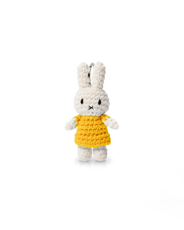 crochet miffy keychain with yellow dress