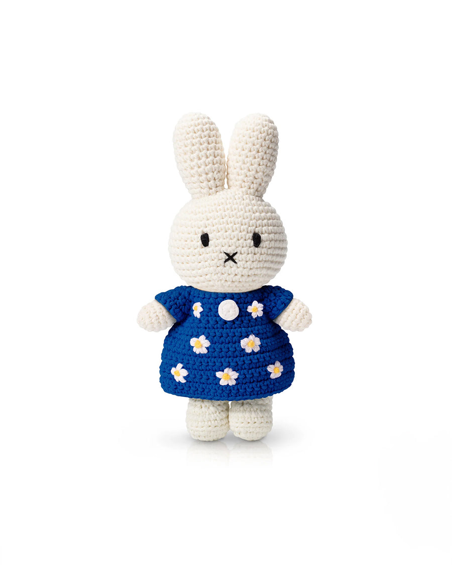 crochet miffy plush blue dress with white flowers