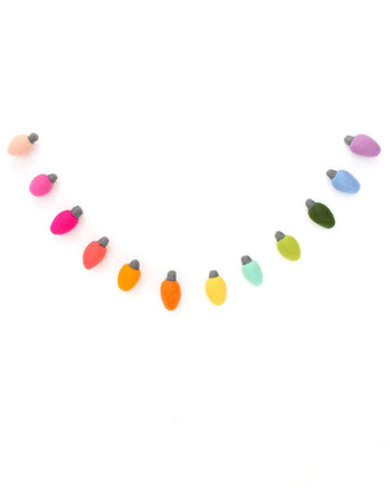 rainbow holiday lights felt garland