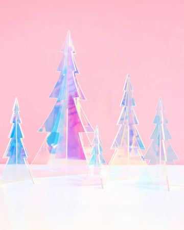 iridescent acrylic christmas tree set of 5