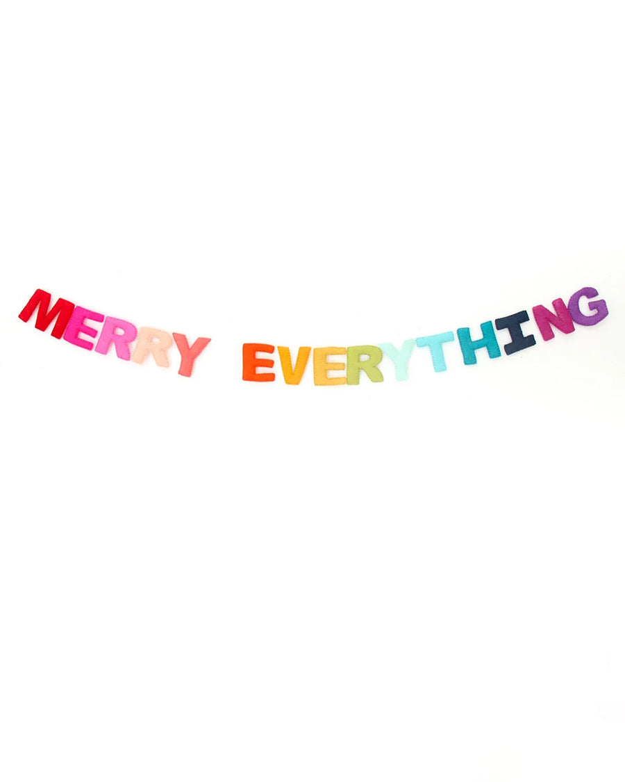 felt rainbow 'merry everything' garland