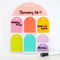 colorful standing weekly to-do board with stand with things written on it