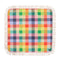 medium foldable picnic mat with colorful plaid print and white fringe