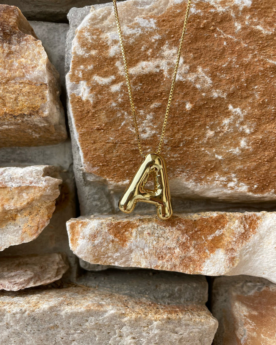 gold letter 'A' balloon initial necklace