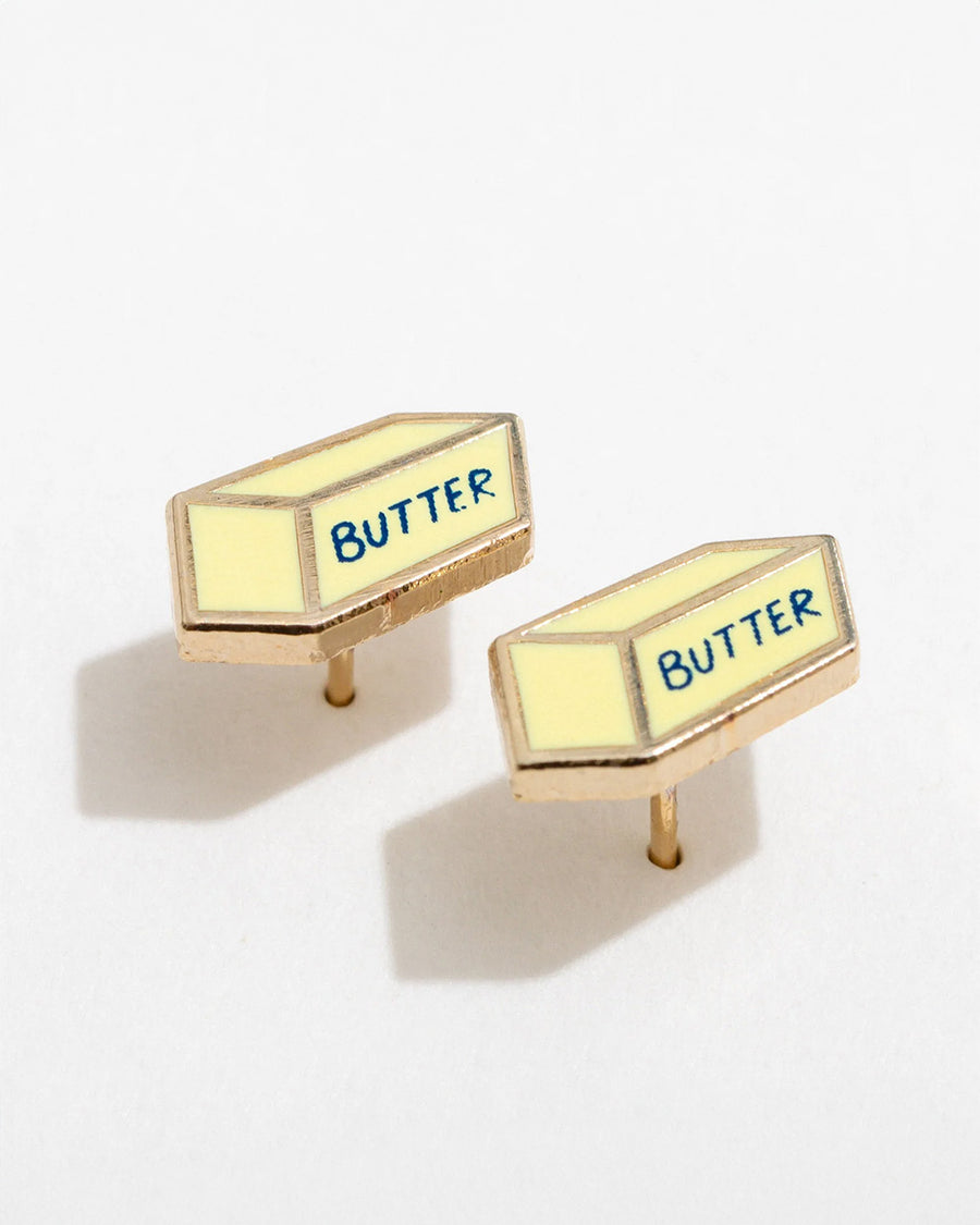 pair of stick of butter enamel earrings