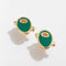 pair of green olive enamel earrings